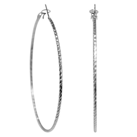 Oversized Textured Metal Hoop Earrings - Picture 4 of 9